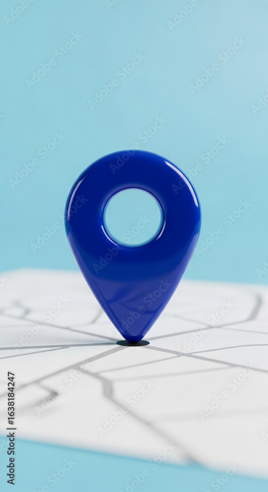 Aufkleber glossy blue location pin on a map, simple design symbolizing navigation, travel, or gps functionalit