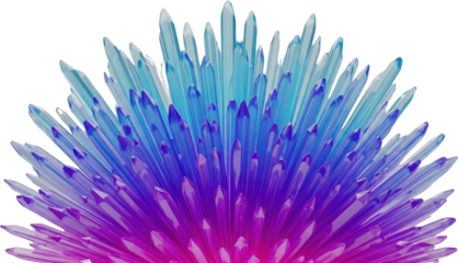 Blue And Purple Crystal Spikes Radiating Outwards On A Transparent Background Isolate Gemstone Mineral Abstract