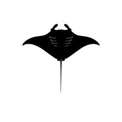 Manta ray celebrating silhouette vector flat illustration on white background.