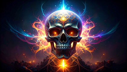 Skull with glowing energy