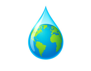 Obraz premium Cartoon Style Water Droplet with Tiny Earth Inside, isolated on transparent background PNG