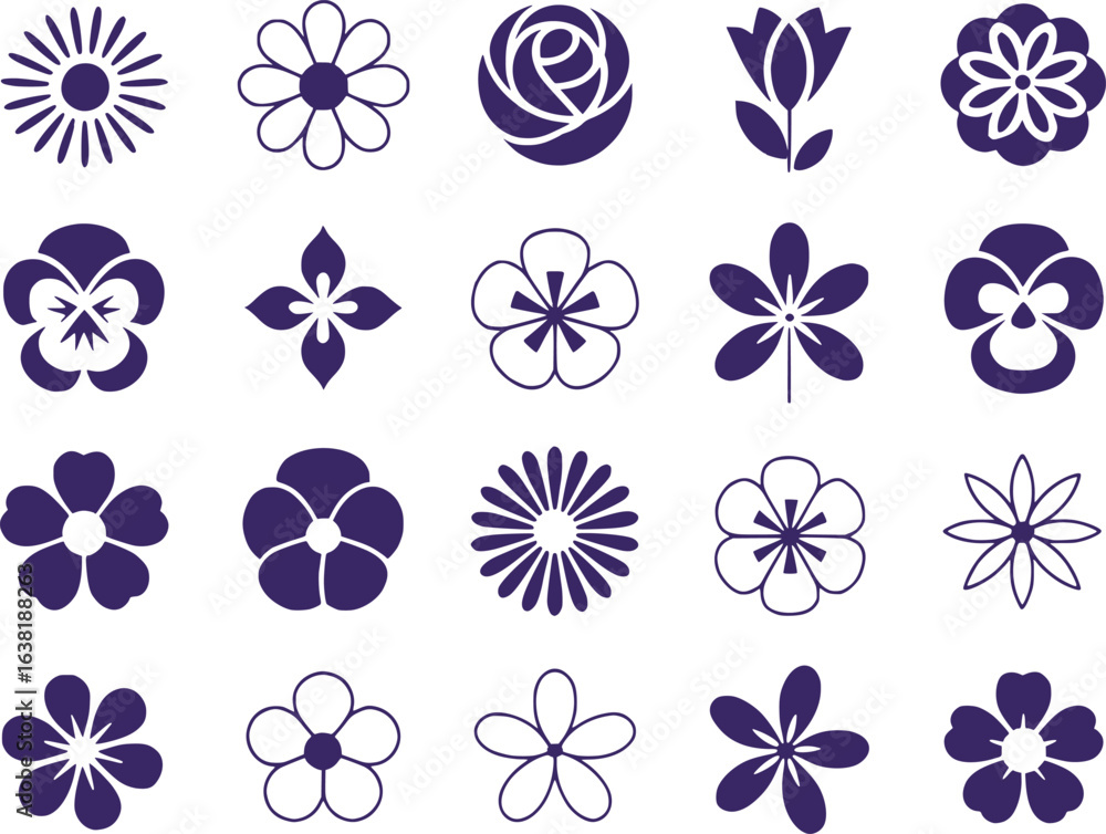 Poster assorted collection of elegant and simple flower designs an array of botanical beauty for creative p