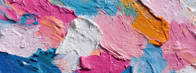 Abstract art with vibrant, textured brushstrokes of various pastel hues