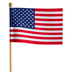 Obraz premium - Small American Flag on Wooden Stick, Isolated on Transparent Background”
