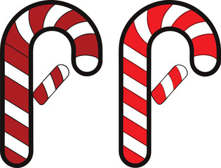 Festive candy cane illustration with red and white stripes