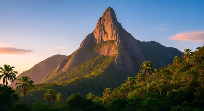 Photo of beautiful view of the pico grande mountain peak in sao tome and principe