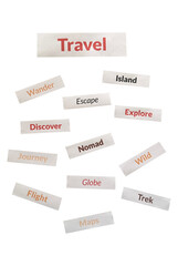 Travel Word Cloud PNG ‚Äì Paper Cutout Style for Adventure and Tourism