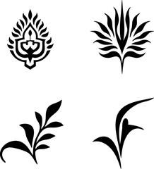 Arabesque Floral Vector Icons Collection – Black Oriental Decorative Elements Set