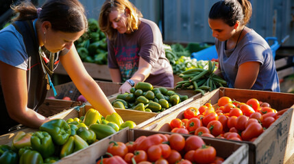 People sell and buy vegetables at the market