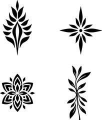 Arabesque Floral Vector Icons Collection – Black Oriental Decorative Elements Set