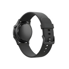 Smartwatch with Black Strap Flat Lay Isolated on White Background