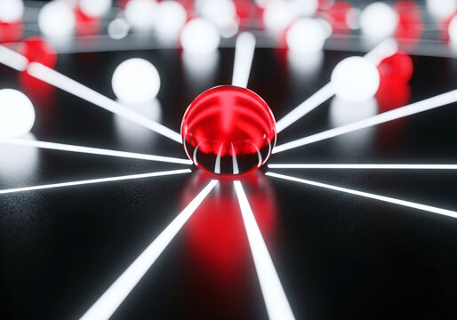 Abstract Technology Network Connection Innovation Digital Data Red White Glowing