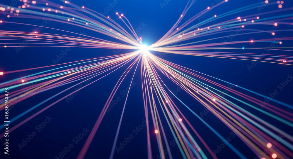 Aufkleber abstract image of glowing, multicolored lines converging at a central point, symbolizing connection,