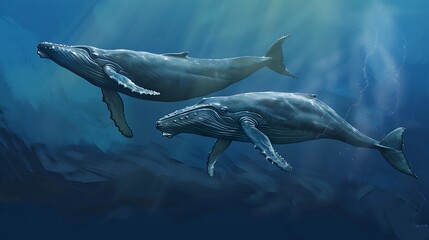 Humpback whale underwater ocean wildlife marine animal aquatic mammal sea life nature conservation migratory whales