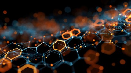 glowing hexagons network connections
