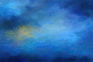Abstract painting of a vibrant, cloudy sky