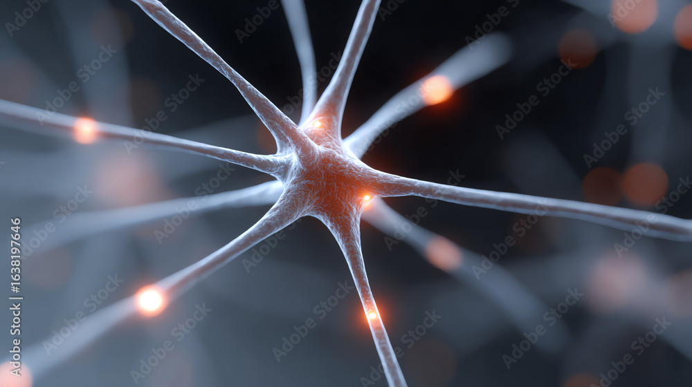 Aufkleber a close-up view of a neuron, showcasing its intricate structure and connections, perfect for scienti