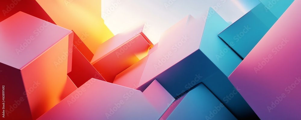 Aufkleber abstract geometric art showing colorful stacked block shapes in various directions