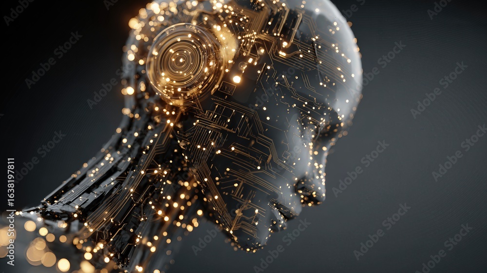 Poster artificial intelligence and machine learning drive industry 4.0, enabling data exchange and innovati