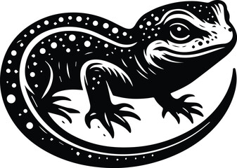 Stylized Black and White Lizard Illustration