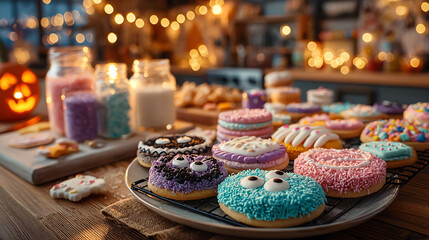 A delightful assortment of colorful cookies and treats on a festive table setting, perfect for celebrations and gatherings.