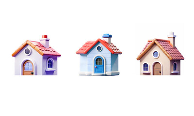 Fototapeta premium 3d toy house model icon or symbol isolated on a transparent background 