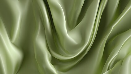 Close-up of draped, smooth sage-green fabric