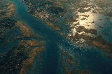 Aerial View Network Waterways And