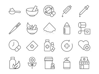 Pharmacy icon set. Vector illustration.