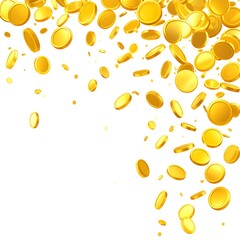 Dynamic cascade of gleaming gold coins symbolizing wealth prosperity and fortune