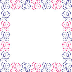 Magnolia flower sketch frame. Flourish blossom elements graphic template