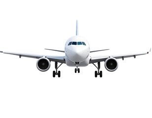 Obraz premium Airplane flying front view vector isolated transparent background