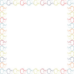 Rhino line drawing frame. Wildlife animal on white background border with empty space for your text