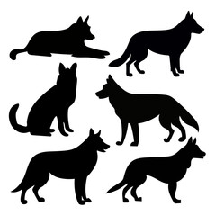 Dog and cat black silhouette vector set of animals and pets icons collection
