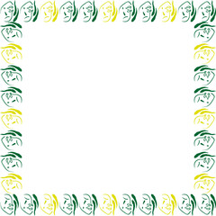 Woman abstract face with leaves frame. Vector woman fashion frame for text. Simple template