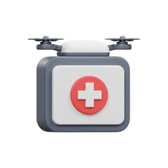 Fototapeta premium Hospital drone delivery box with red cross single png