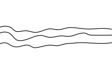 Minimal black wavy line abstract design element for borders, dividers, and decorative layouts on transparent background