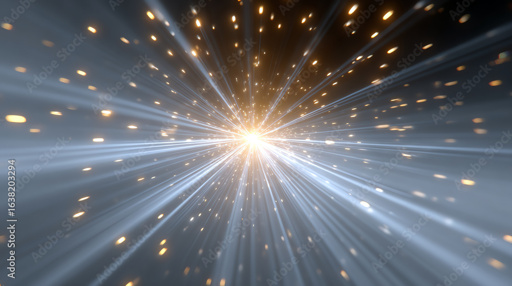 Poster abstract light rays illuminate a cosmic space, creating a stunning visual of energy and motion. perf