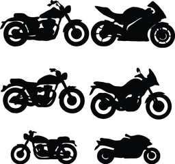 Obraz premium A collection of various motorcycle silhouettes representing speed and freedom. Classic and modern bike designs for transport and lifestyle concepts.