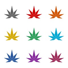 Marijuana icon isolated on white background. Set icons colorful