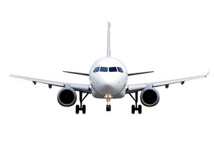 Airplane flying front view vector isolated transparent backgroun