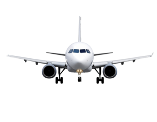 Airplane flying front view vector isolated transparent backgroun