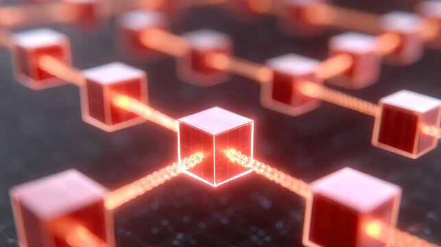 Abstract representation of a digital network with glowing nodes and links, symbolizing connectivity and data processing in modern tech.
