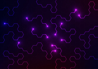 Technology hexagon art dark neon line background