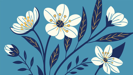 Elegant floral illustration featuring blooming flowers, delicate branches, and lush leaves, perfect for adding a touch of nature to any design
