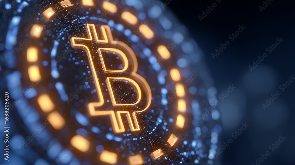 Aufkleber digital representation of cryptocurrency symbol, showcasing the innovation and complexity of blockch