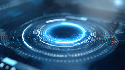 Futuristic digital interface with blue glowing elements, perfect for showcasing advanced technology concepts and innovation.