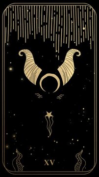 Animated Tarot Card the Devil minor arcana mystical vertical video