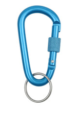 Blue Carabiner with Key Ring on Transparent Background