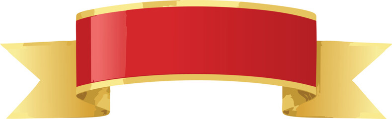 Naklejka premium Red and Gold Foil Folded Ribbon Banner